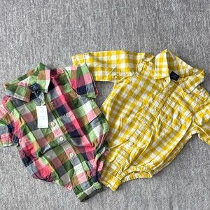 GAP Kids Plaid and Gingham Button Down Shirts - Multicolor and Yellow